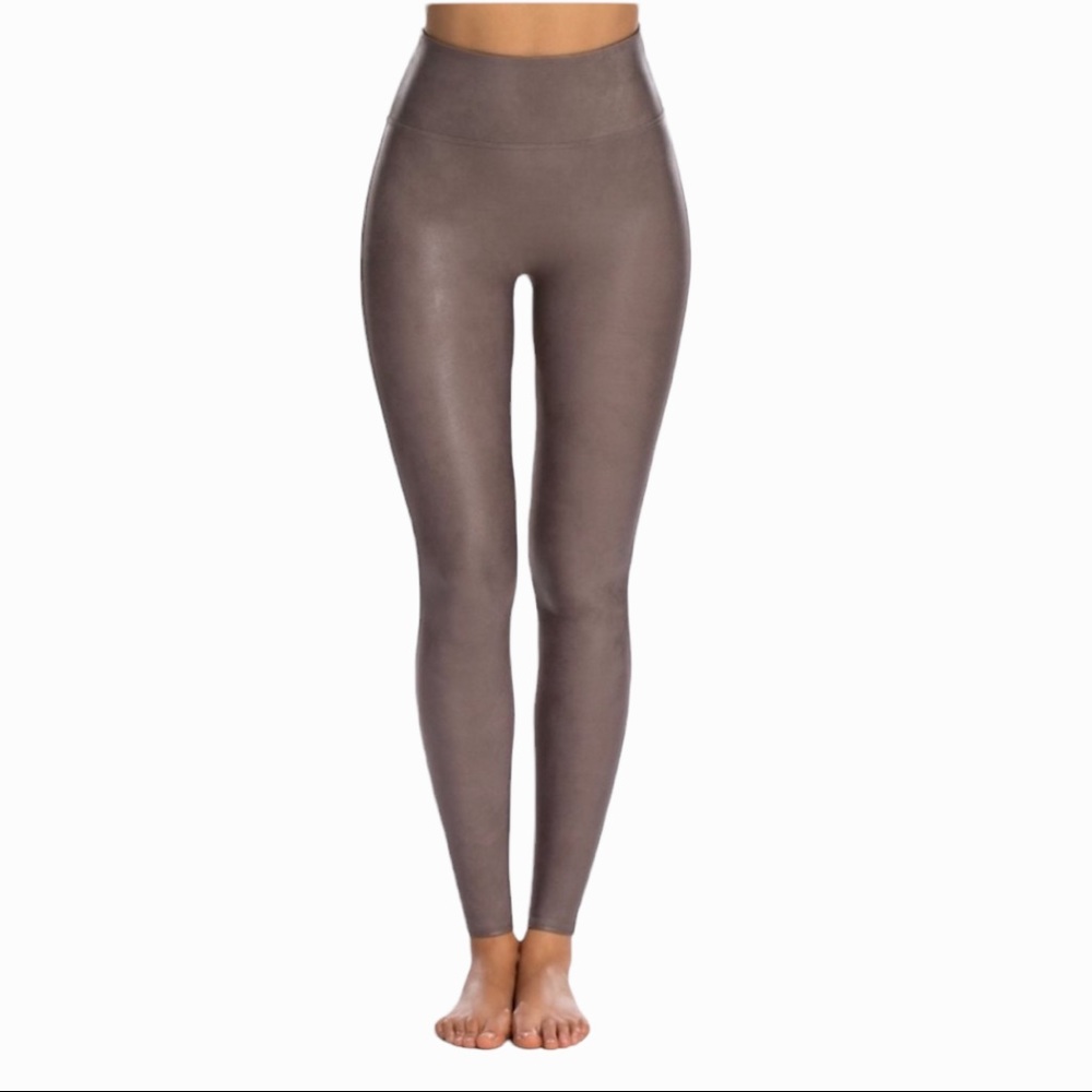 Spanx Faux Leather Leggings in Color Antique Rose - Picture 2 of 5